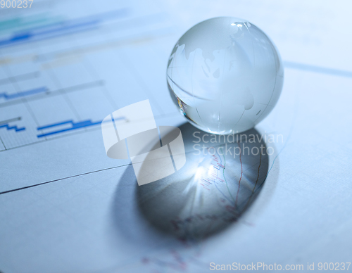 Image of Stock market chart with Glass globe