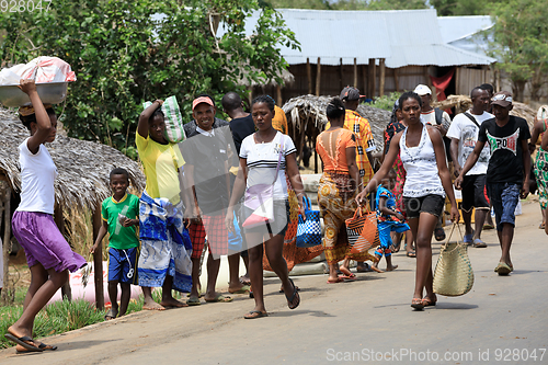 Image of Malagasy peoples on rural city Sofia in Madagascar