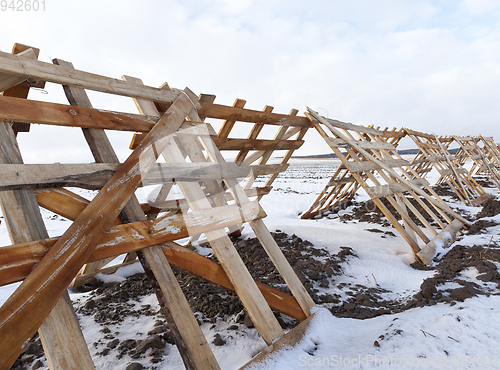 Image of Wooden fences in the field