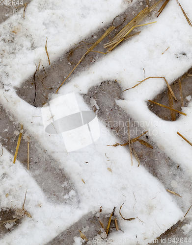 Image of Traces of the car on the snow