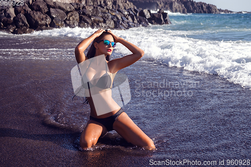 Image of beautiful girl on beach