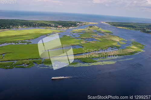 Image of Aerial view of river Lielupe in Latvia. 