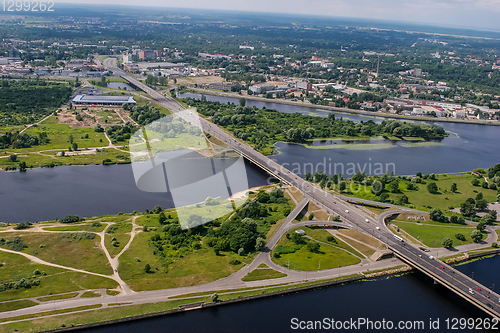 Image of Riga from above. Aerial view of Riga city- capital of Latvia. 