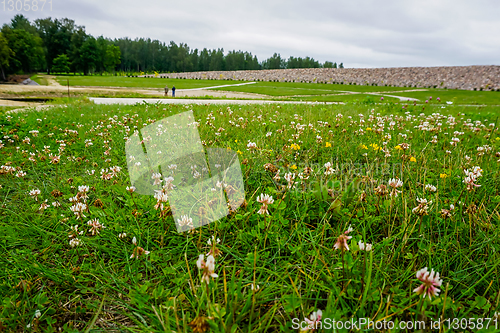 Image of Stones and meadow in Koknese in the park Garden of Destinies in 