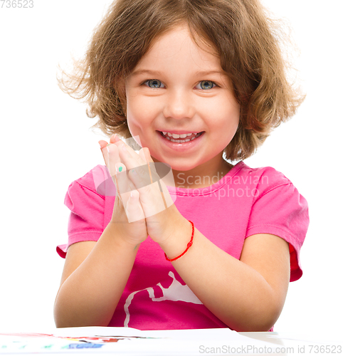 Image of Portrait of cheerful little girl