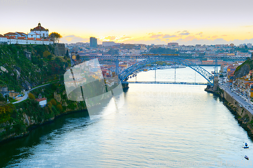 Image of Douro river bridge Porto Portugal