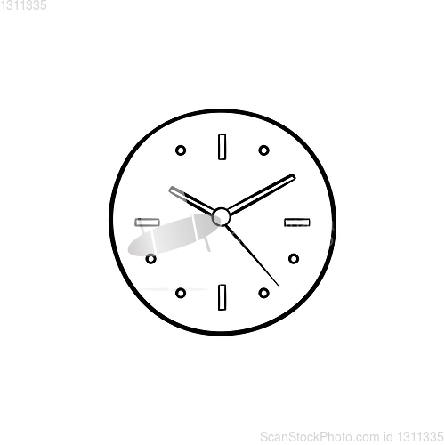 Image of Clock hand drawn outline doodle icon.