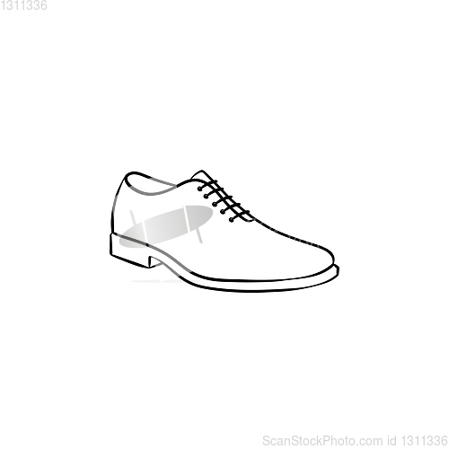 Image of Male shoe hand drawn outline doodle icon.