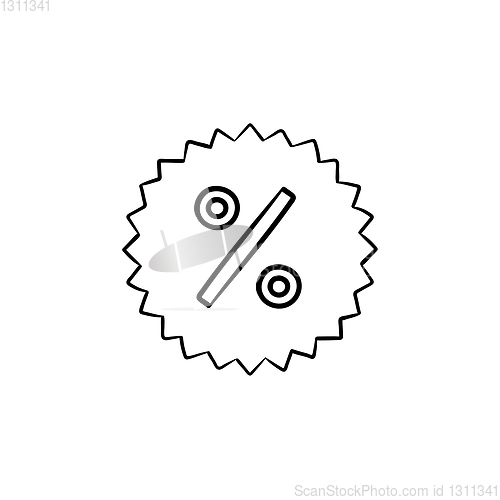 Image of Star with percentage sign hand drawn outline doodle icon.