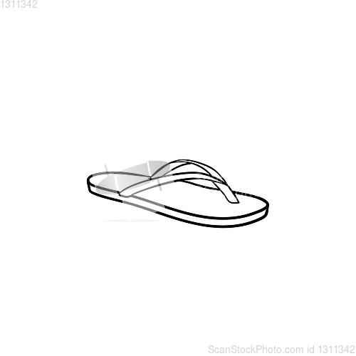 Image of Flip flop sandal hand drawn outline doodle icon.