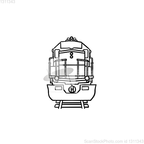 Image of Front view of train hand drawn outline doodle icon.