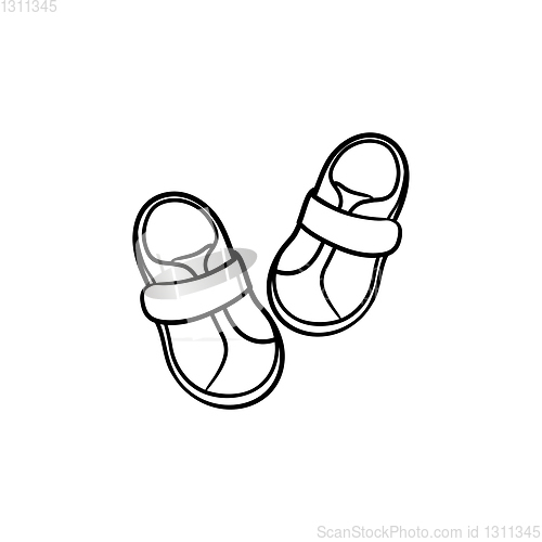 Image of Baby shoes hand drawn outline doodle icon.
