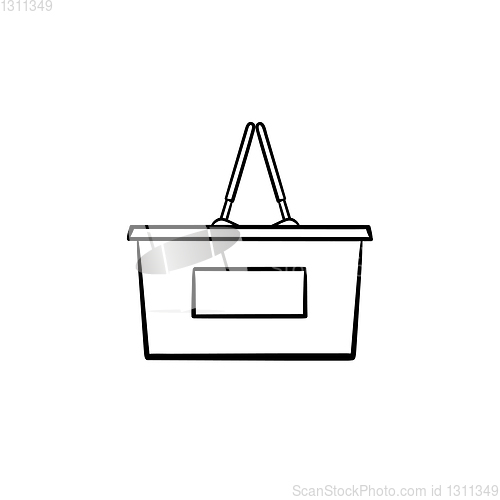 Image of Shopping basket hand drawn outline doodle icon.
