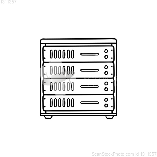 Image of Computer server hand drawn outline doodle icon.