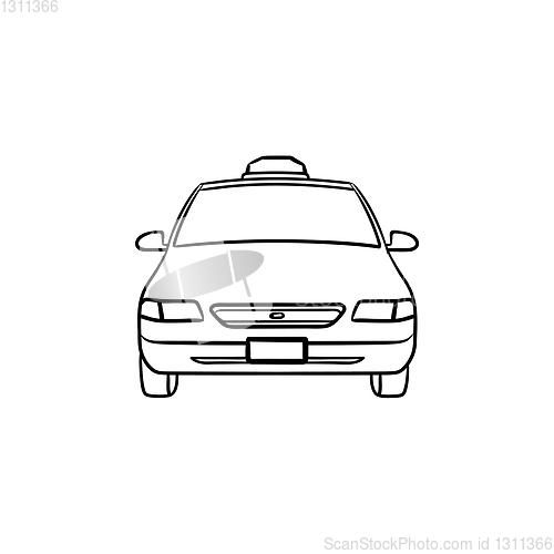 Image of Taxi hand drawn outline doodle icon.