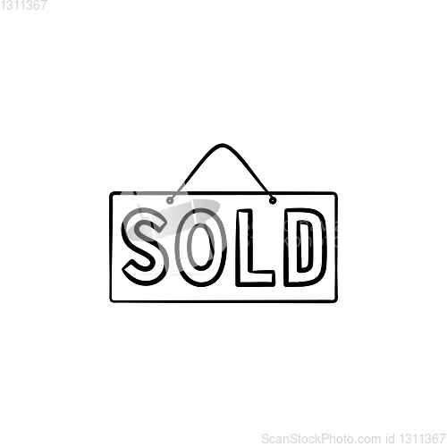 Image of Sold sign hand drawn outline doodle icon.