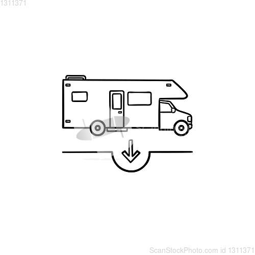 Image of Camper hand drawn outline doodle icon.