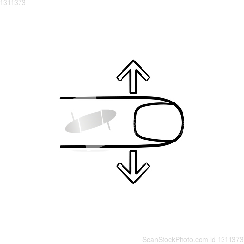 Image of Finger scroll touch screen hand drawn outline doodle icon.
