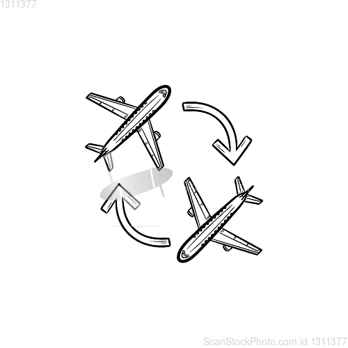 Image of Round trip hand drawn outline doodle icon.