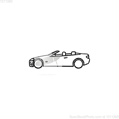 Image of Convertible car hand drawn outline doodle icon.