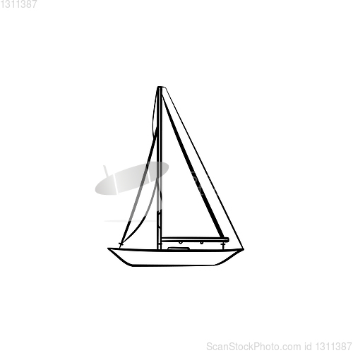 Image of Sailboat hand drawn outline doodle icon.
