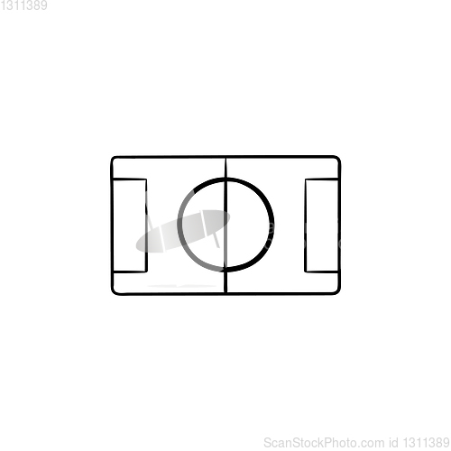 Image of Football field hand drawn outline doodle icon.