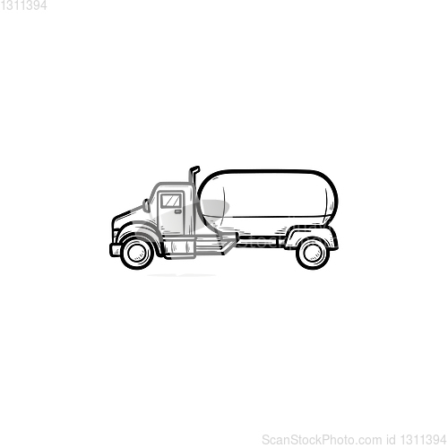 Image of Fuel truck hand drawn outline doodle icon.