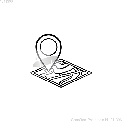 Image of Map pin hand drawn outline doodle icon.
