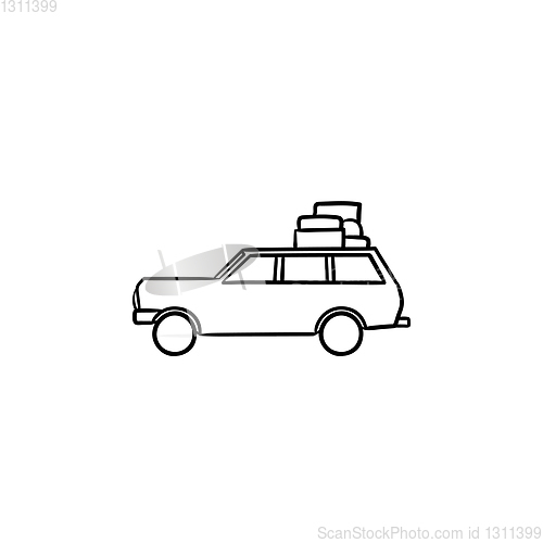 Image of Minivan with roof rack hand drawn outline doodle icon.