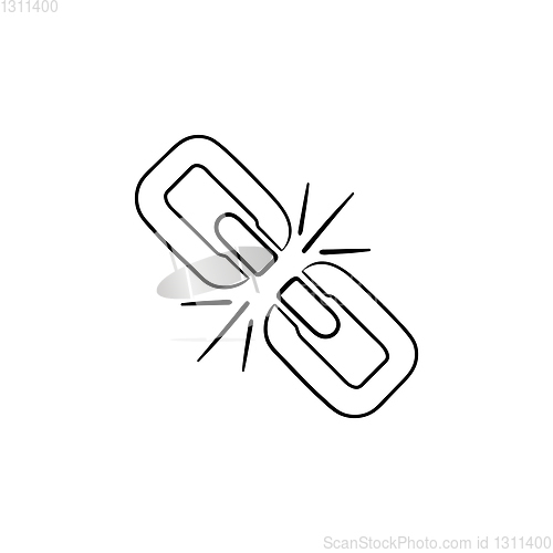 Image of Broken chain link hand drawn outline doodle icon.