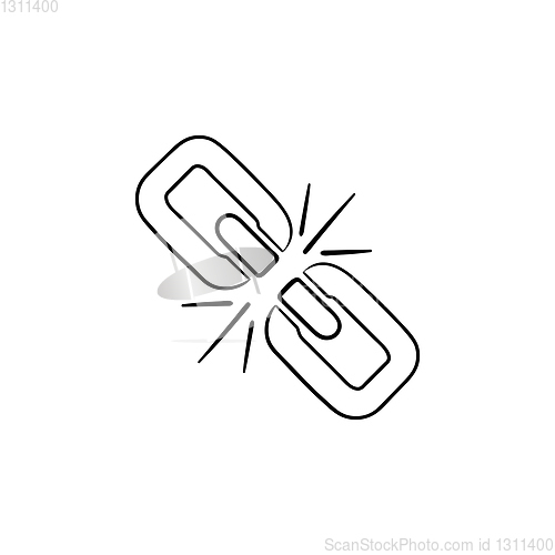 Image of Broken chain link hand drawn outline doodle icon.