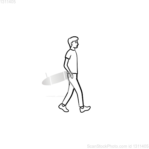 Image of Walking person hand drawn outline doodle icon.