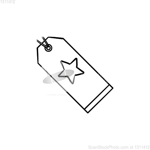 Image of Price tag with star hand drawn outline doodle icon.