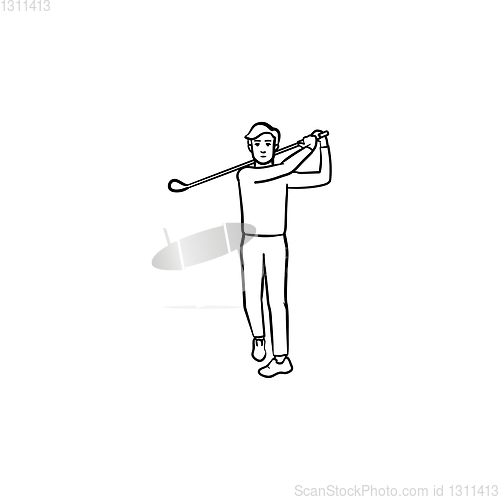 Image of Golf player hand drawn outline doodle icon.