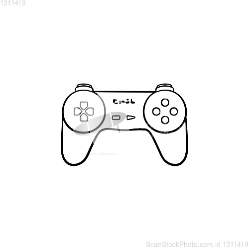 Image of Game joystick hand drawn outline doodle icon.