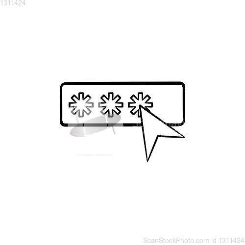 Image of Password with cursor hand drawn outline doodle icon.