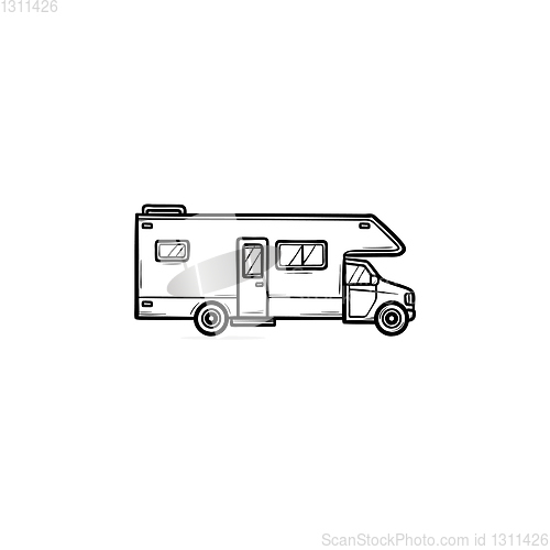 Image of Recreational vehicle hand drawn outline doodle icon.