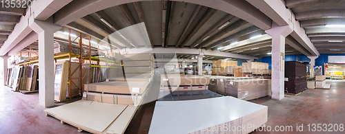 Image of panoramic photo of wooden furniture factory