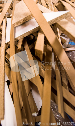 Image of Cut wood pieces remaining from carpenter handcraft