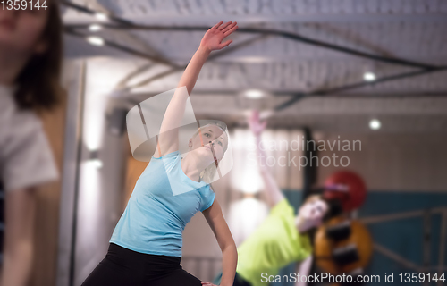 Image of sporty women doing aerobics exercises