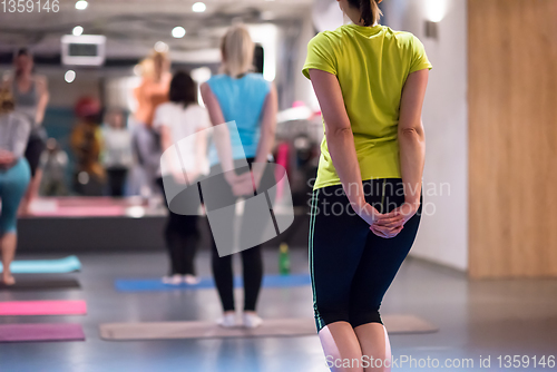 Image of sporty women doing aerobics exercises