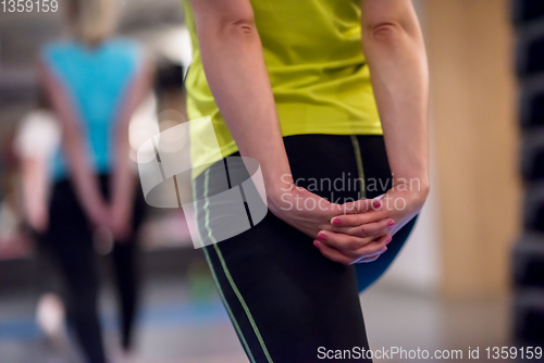 Image of sporty women doing aerobics exercises