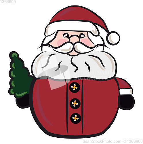Image of Santa Claus with Christmas tree vector or color illustration