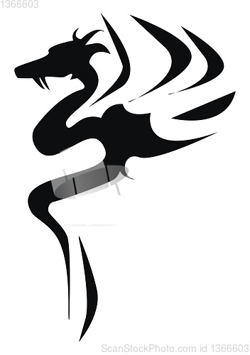 Image of A flying dragon tattoo vector or color illustration