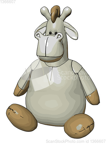 Image of Stuffed toy hippo vector illustration on white background