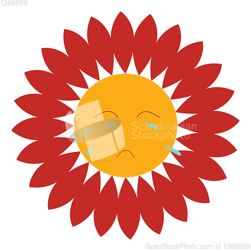 Image of A crying red flower vector or color illustration