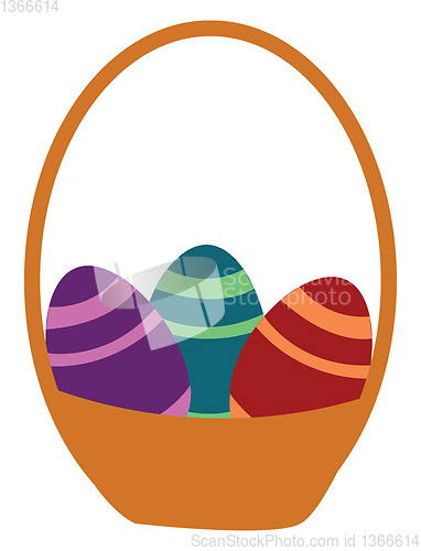 Image of Basket of easter eggs vector or color illustration