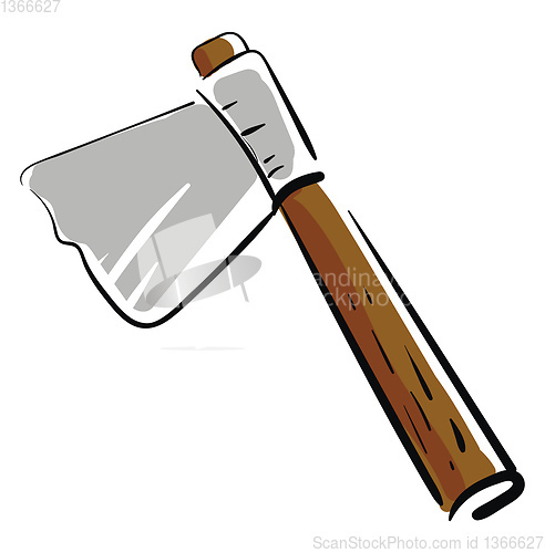Image of Silver ax on a wooden handle illustration color vector on white 