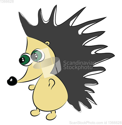 Image of The walking green eyed hedgehog vector or color illustration