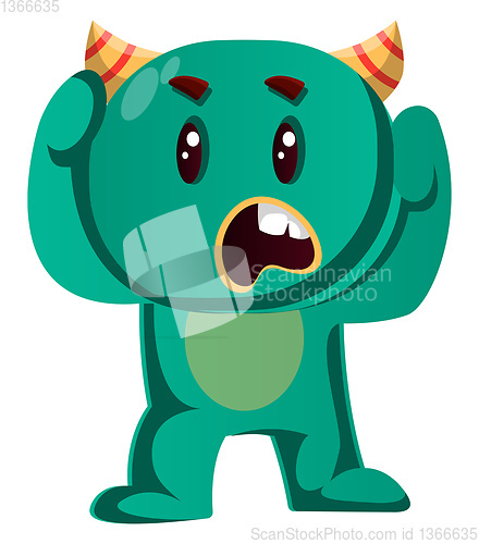 Image of Green monster is confused vector illustration